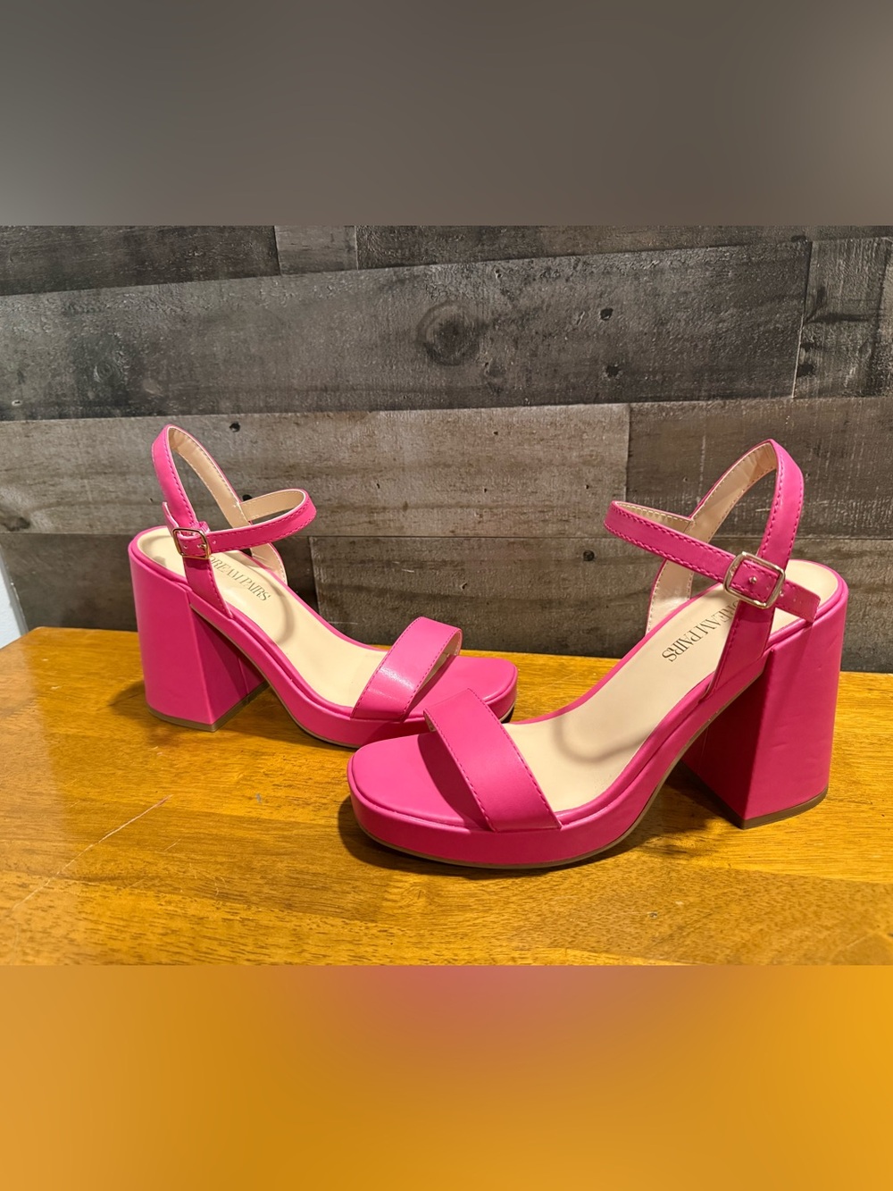 Dream Pairs Hot Pink Platform Block Heel Sandals